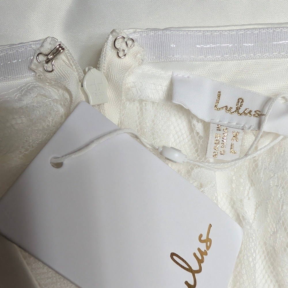 Lulus Winslet White Satin Sheer Hem Strapless Maxi Dress Open Back NWT XL - Picture 8 of 11